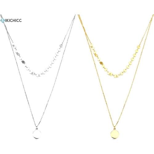 Kikichicc 925 Sterling Silver Gold Coins Chain Choker Necklace Pendant Double Chain Rock Punk Fashion Jewelry Party Gift