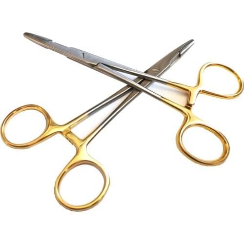 Gold handle insert with scissors needle holder double eyelid plastic surgery stainless steel tool multifunctional needle holder