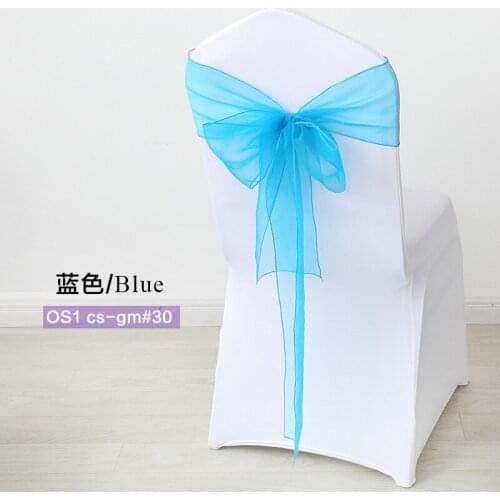 25/50/100pcs/set Wedding Chair Knot High Quality Organza Chair Sashes Cover Decoration Chair Bow Belt For Banquet Wedding Decor