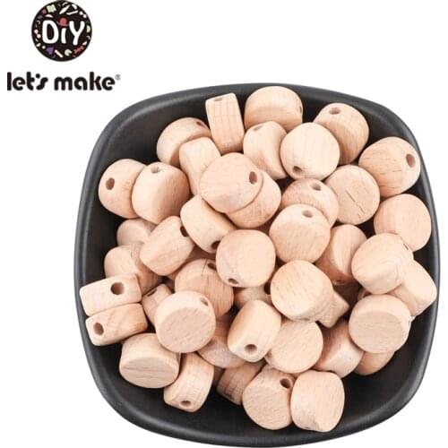 LetS Make 25pc Round Holes Wooden Teether Diy Making Beech Beads Oil Teething Wood Baby Toys Rattle Baby Teether Wood Teether