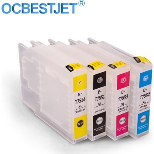 4 Colors/Set T7551-T7554 Refillable Ink Cartridge With ARC Chip For Epson WorkForce WF-8010 WF-8090 WF-8510 WF-8590 Printer