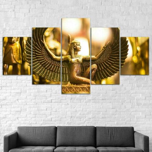 Isis Goddess Egypt Wing 5 Panel Canvas Picture Print Wall Art Canvas Painting Wall Decor for Living Room Poster No Framed