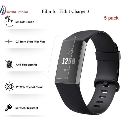 5pcs Hero Iand Anti-scratch Ultra Clear Protective Film Guard For Fitbit Charge 3 Charge3 Anti-Scratch Soft TPU Clear Protector
