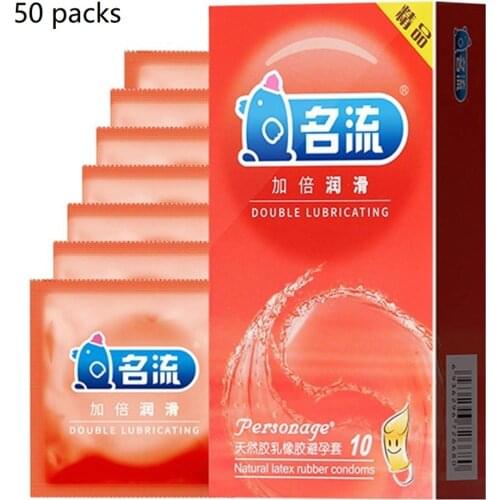 50 Pcs (5 boxes) Double Lubrication Condoms Mingliu Natural Latex Condoms Silken Smooth Penis Sleeve Safe Sex Tool for Men