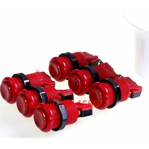 6 x US Type Arcade Push Buttons With Microswitch for Jamma Mame Arcade Games DIY & Raspberry PI 1 2 3 Retropie 3B Project - Red