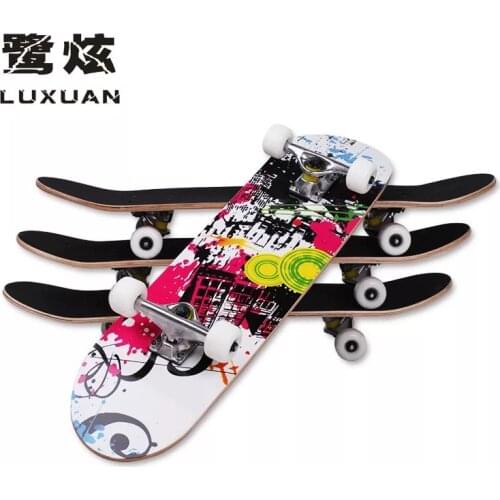 LUXUAN Beginner Complete Skateboards 80CM 7-Tier Canadian Maple Deck Double Tilt Skateboard Adults Skatepark Stunt Skate Boards
