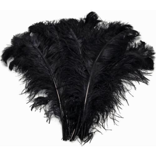 Free Shipping 50pcs black color thick rod ostrich feathers plumes in 55-60cm 22-24inches for wedding home decorations Halloween