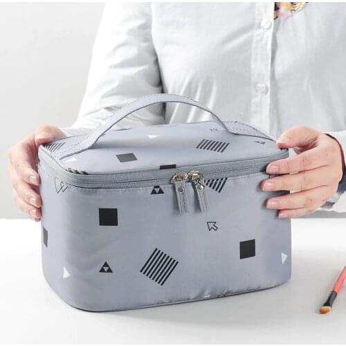 Large Women Cosmetic Bag Travel Geometric print Make up Pouch Waterproof Zipper Washing Makeup Beauty Case Storage Organizer
