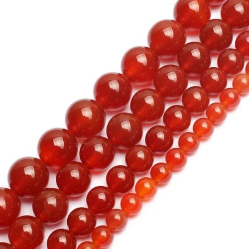 Natural Stone Beads Smooth Round Red Carnelian Onyx Loose Beads For Jewelry Making 15.5" Pick Size 4/6/8/10/12/14mm-F00062