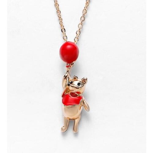 Harong Winnie The Necklace Pendant Gold Chain Costume Necklace Fashion Cartoon Comic Jewelry Long Necklace Children Gift