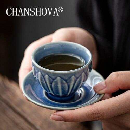 CHANSHOVA Chinese style Crackle Glaze Ceramic 60ml tea cup and saucer set personality Lotus shape tea set China Porcelain H401