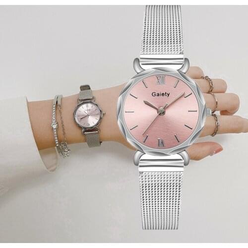 Fashion Women Watch 2021 NEW Brand Silver Dial Luxury Ladies Wristwatch Silver Mesh Female Clock Watch Women Relogio Mujer