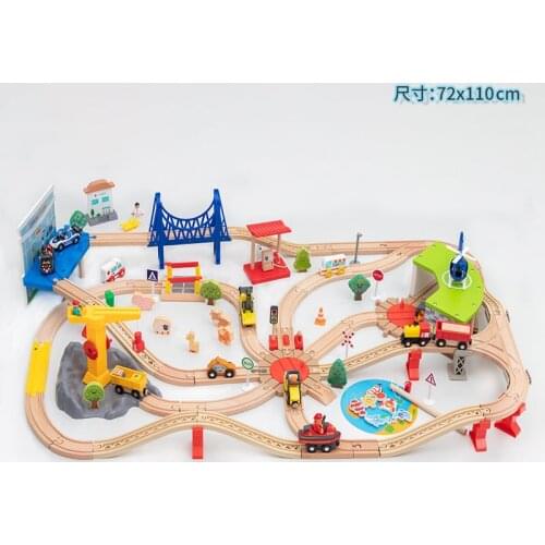 Kids Wooden Track Train Mountain Crane Scene Simulation Track Compatible Brand Train Track Educational Toy Childrens Day Gifts
