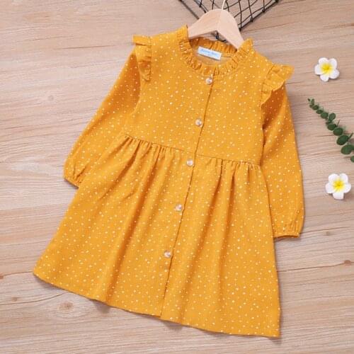 Lace Collar Cute Spring Baby Kids Girl Dot Dresses For Girls Princess Dresses New Autumn Kids Girl Dress Long Sleeve Dress