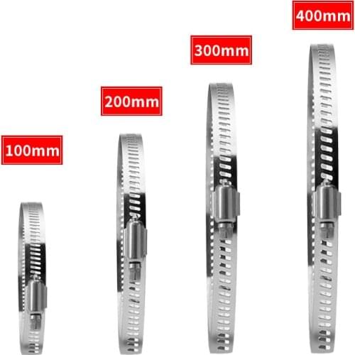 Adjustable Stainless steel hoop diameter 100/200/300/400mm Pipe Pole Mount Bracket Worm Gear Hose Clamp Hoop for CCTV