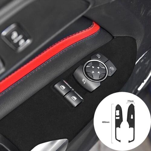 For Ford Mustang 2015-2019 Alcantara Suede Wrap Car Windows Lift Control Panel Strip Cover Trim Sticker Internal Accessories