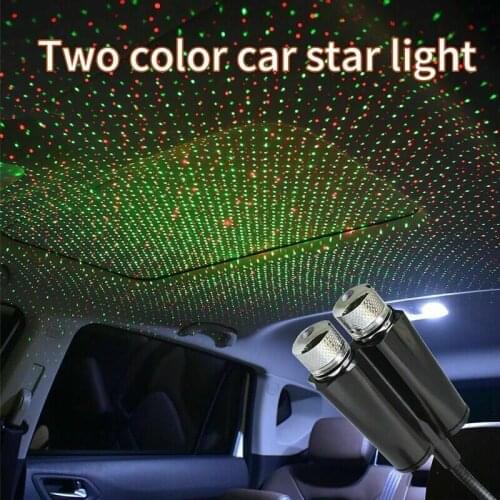 5V USB Dual Color Sound Activated LED Starry Sky Night Light Star Galaxy Lamp for Car Roof Interior Atmosphere Ambient Projector