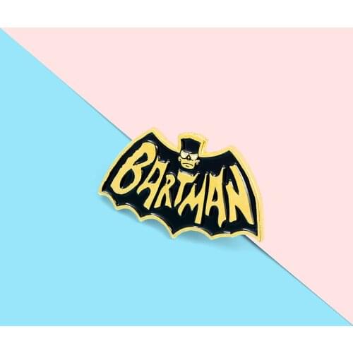 Cartoon Golden Animal Bat Enamel Brooch Bartman Black Pin Badge Woman Jewelry Clothes Bags Punk Accessories Gifts For Friends