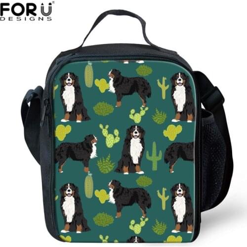 FORUDESIGNS Family Insulated Lunch Bag Thermal Bernese Mountain Dog Tote Bags Picnic Food Lunch box bag for Kids Women Man