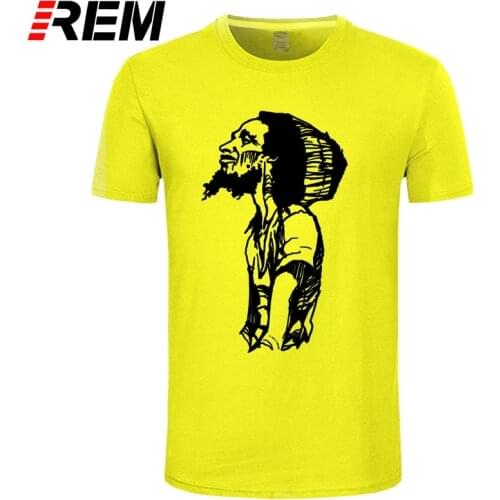 Short Sleeve Cotton Man Clothing Bob Marley Graphic Sketch T-shirt Hand Drawn Illustration funny t shirt