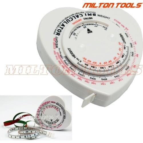 Heart Shape BMI Body Tape Measure Fat Measurement Tools CALCULATOR BMI Measure Tape, 12pcs/lot