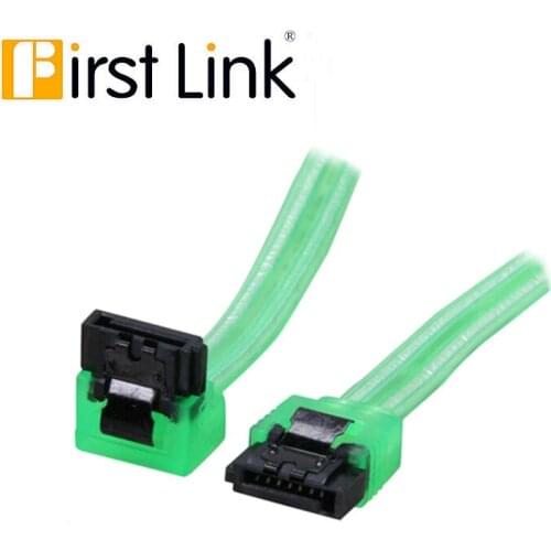180 to 90 Degree 6Gb / s SATA3 Serial ATA Data Cable with Latch for SATA 3.0 SATAIII 6Gbps HDD Hard Drive / SSD-UV Green