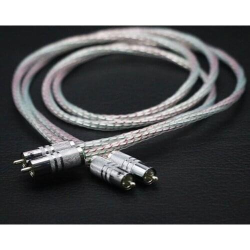 Pair 7N Silver Plated HIFI Stereo RCA Cable Hi-Fi Audio 2rca to 2rca Interconnet Cable hi-end RCA cable