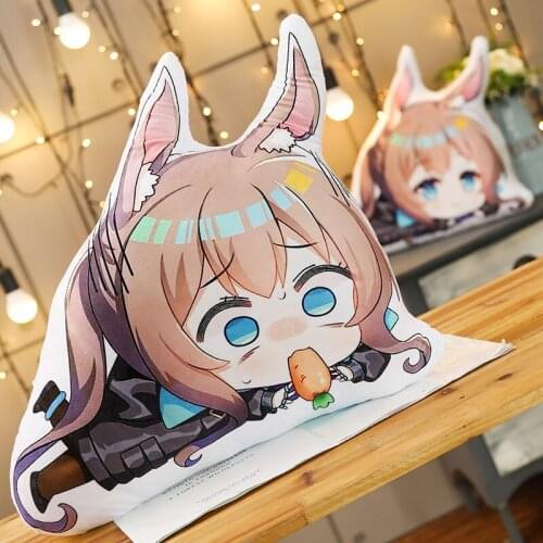 Anime Arknights Amiya Cosplay Short Plush Doll Throw Pillow Stuffed Cushion Home Decorations Collection Cute Birthday Gifts Toys