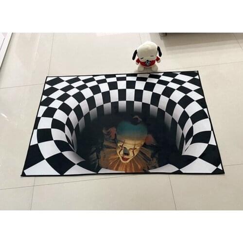 Entrance Door Floor Mat 3D ClownGeometric Decor Rug Non-Slip Foot Pad Bathroom Kitchen Doormat Living Room Bedroom Halloween