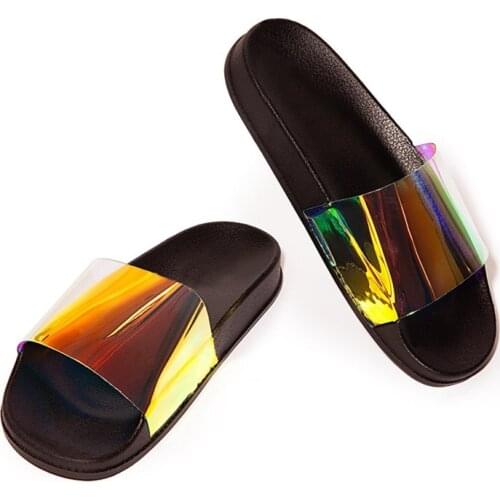 MR CO Summer Woman Flat Slippers Candy Color Jelly Shoe Woman Transparent Slides Female Open Toe Flip Flops Womens Beach Shoes