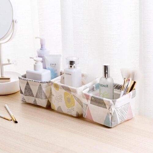 Hot Cotton Linen Desktop Storage Basket Cosmetic Sundries Storage Box Case Home Organizer Snacks Toy Container Makeup Organizer