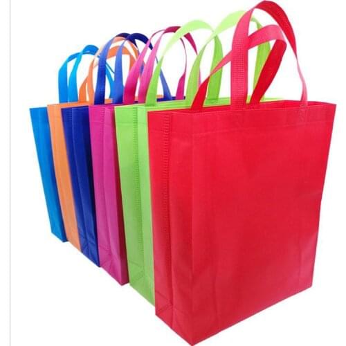 10Pcs Multi-use Gift Tote Bags Kids Birthday Party Favor Non-woven Treat Bags Solid Color Bags with Handle Shopping Bag Gift Ba