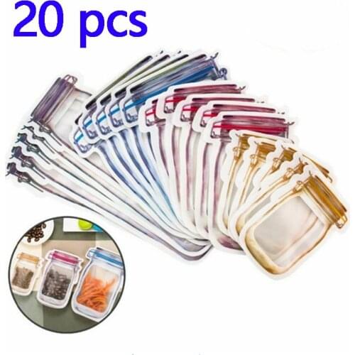 Reusable Mason Jar Bottles Storage Bags Waterproof Nuts Candy Cookies Seal Fresh Food Snacks Zipper Bag Sealed Kitchen Organizer