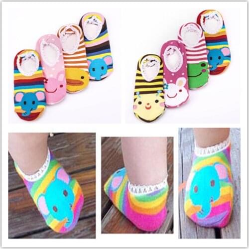 New Free Shipping Baby Anti-slip Socks Cartoon Slipper 6-36 Months 3 pairs/lot boys and girls Floor Socks With Cute Animal