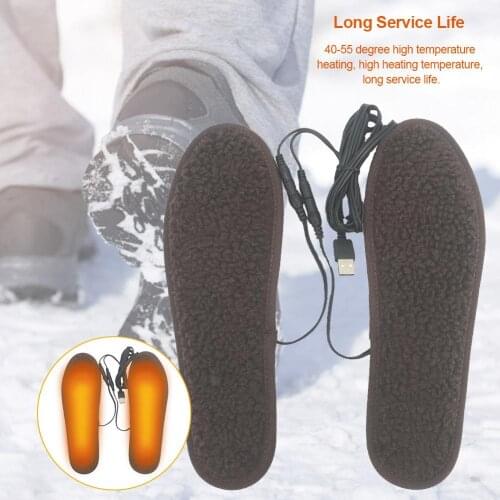 New Electric Heated Shoe Insoles Berber Fleece Soft Washable Winter Keep Warm Foot Warmer Heated Insoles With USB Data Line