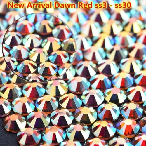 New Color 1440pcs All Sizes Dawn Red Non HotFix Rhinestone Flatback Glass 3D Nail Decoration Rhinestones for Nails Clothes