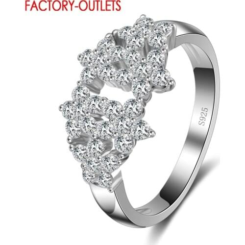 Wholesale Fashion Silver Jewelry CZ Crystal Rings For Women Engagement Wedding Female Rings Elegant Flower Design Bijoux