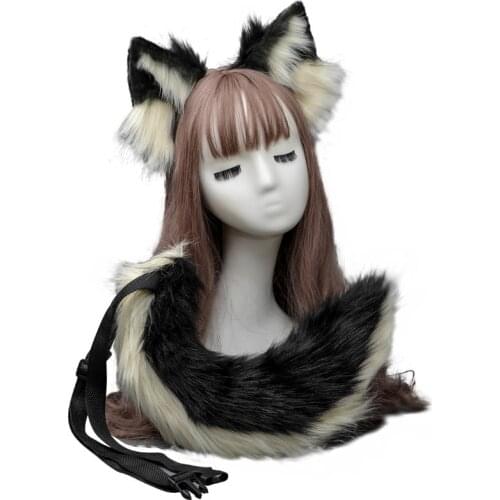 Wholesale Women lolita Plush Canine ears and tail headband girls party hairdband Fox cats ears headwear hair accessories