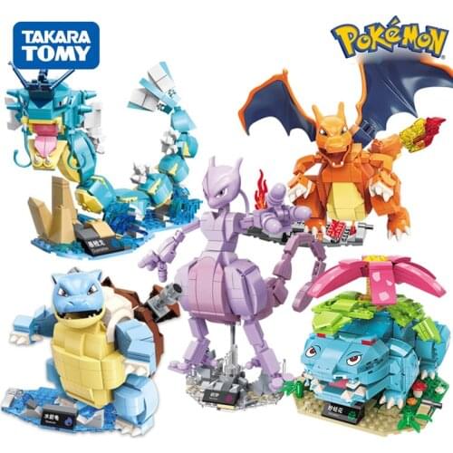 DIY Anime Pokemon Ash Ketchum Poke Ball Charizard Blastoise Mewtwo Building Blocks Model Sets Bricks Toys For Children Gift