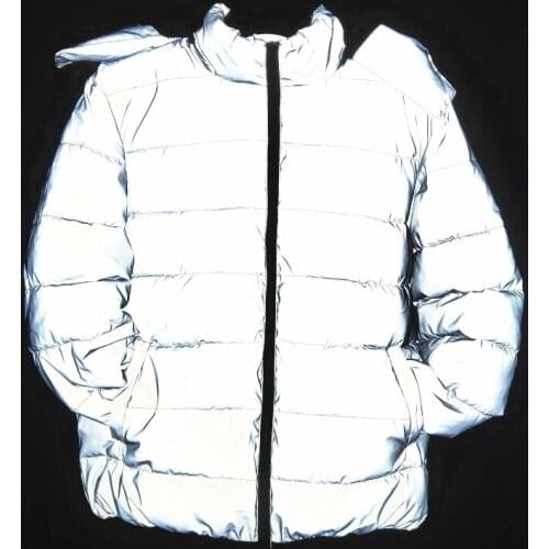 Drop shipping reflective men winter jacket thick casual mens warm coat casual parka night reflect light hooded jackets men