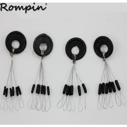 Rompin 10set(60pcs) Fishing Space Beans Swivels Clip Connectors Fish Float Stopper Bean,Cylindrical and Olive Shape per Set