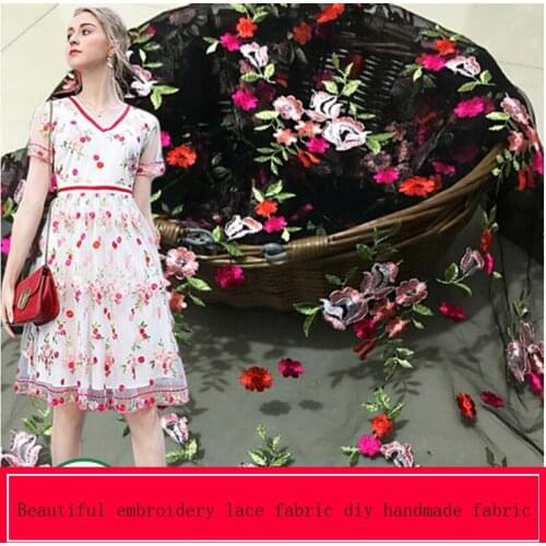 France Dubai mesh embroidery skirt lace diy three-dimensional multi-color embroidery dress dress dress fabric
