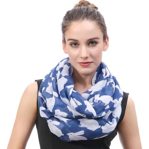 Rabbit Bunny Print Womens Infinity Loop Scarf Soft Lightweight for All Seasons Large Size Christmas Easter Day Gift