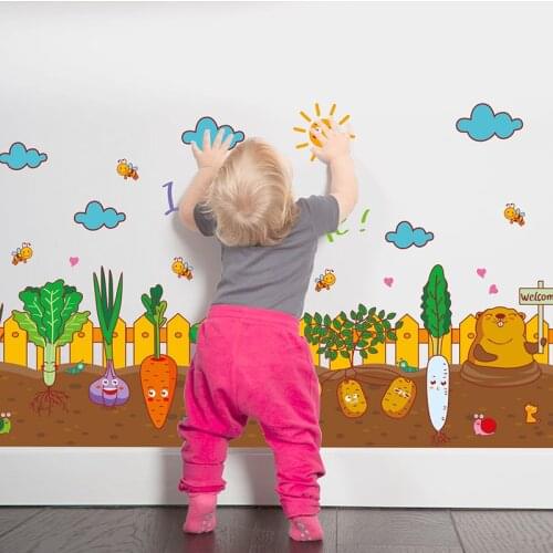 [shijuekongjian] Cartoon Vegetable Wall Stickers DIY Clouds Wall Decals for Kids Rooms Baby Bedroom Nursery House Decoration