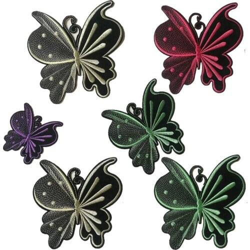Sewing Embroidered Butterfly Patch Iron On Butterflies Patches Hotfix Motif Applique Clothes Insects Sticker For Garment DIY New