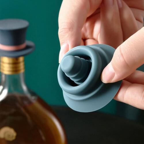 Silicone Bottle Cap Magic Hat Shape Thread Seal Anti-volatile Creative Wine Stopper Barware Accessory