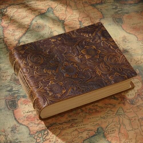 Hand Made Genuine Leather Thick Journal Sketchbook 400P Blank Paper Book Gift 14cm*19cm Free Shipping