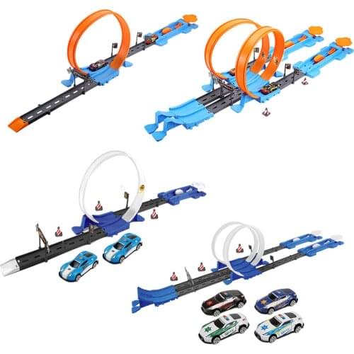 Stunt Speed Car Wheels Model DIY Assembled Catapult Rail Car Racing Track