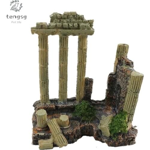 Fish Tank Decoration Aquarium Landscaping Home Furnishings Resin Crafts European Aolid Retro Relics Roman Columns