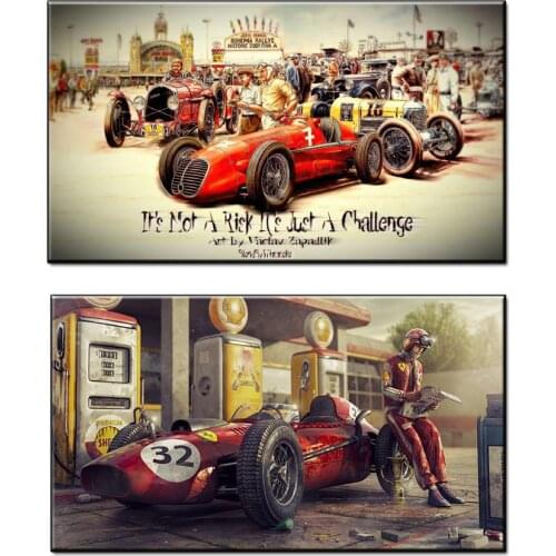 Vintage Car Poster Ferraris Classic Racing F1 Race Car Artwork Wall Art Picture Print Canvas Painting For Home Living Room Decor